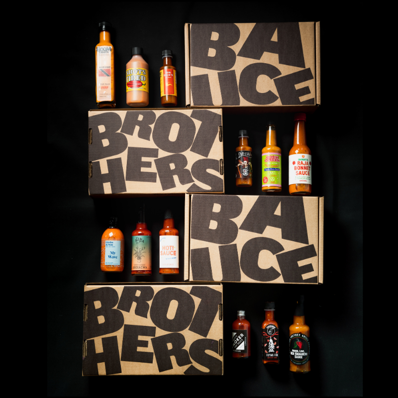 Twelve premium bottles of craft hot sauce 